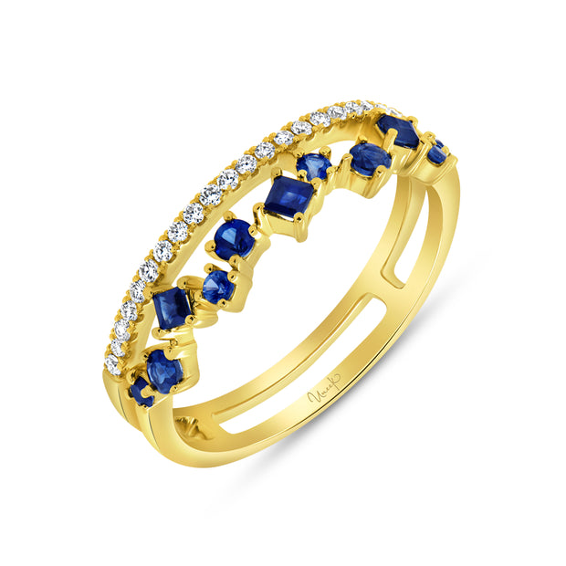 Uneek Stackable Collection Round Blue Sapphire Fashion Ring