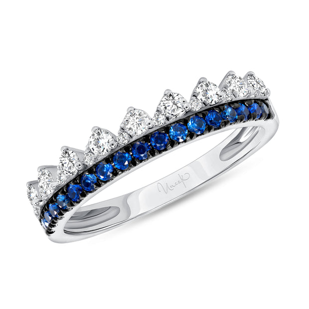 Uneek Precious Collection 2-Row Round Blue Sapphire Fashion Ring