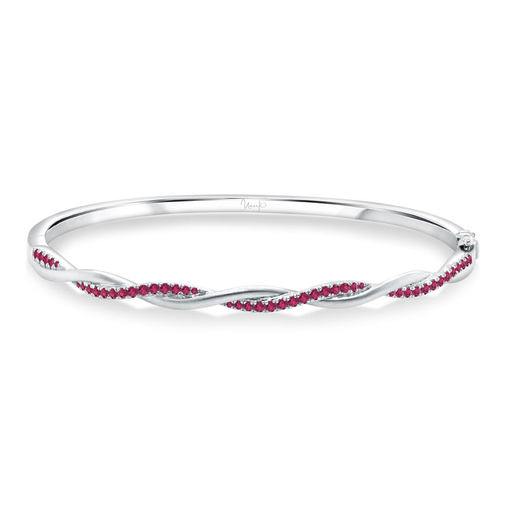 Uneek Precious Collection Twist Ruby Clasp Bangle