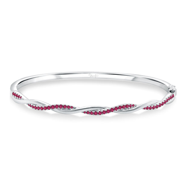 Uneek Precious Collection Twist Ruby Clasp Bangle