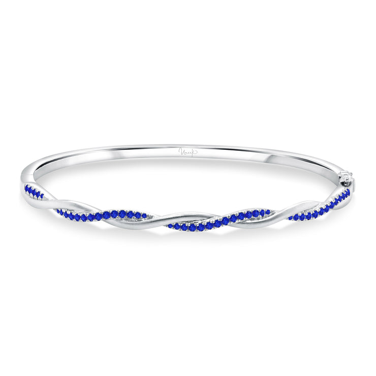 Uneek Precious Collection Twist Blue Sapphire Clasp Bangle