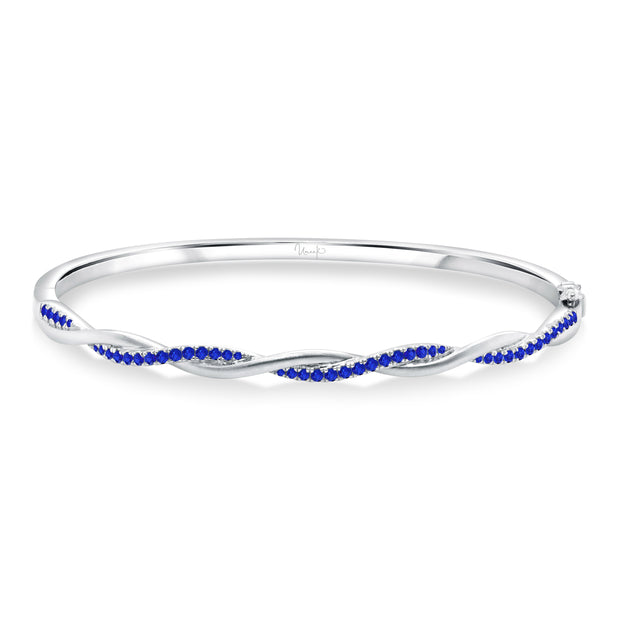 Uneek Precious Collection Twist Blue Sapphire Clasp Bangle