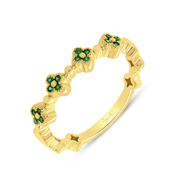 Uneek Precious Collection Floral Emerald Stackable Ring