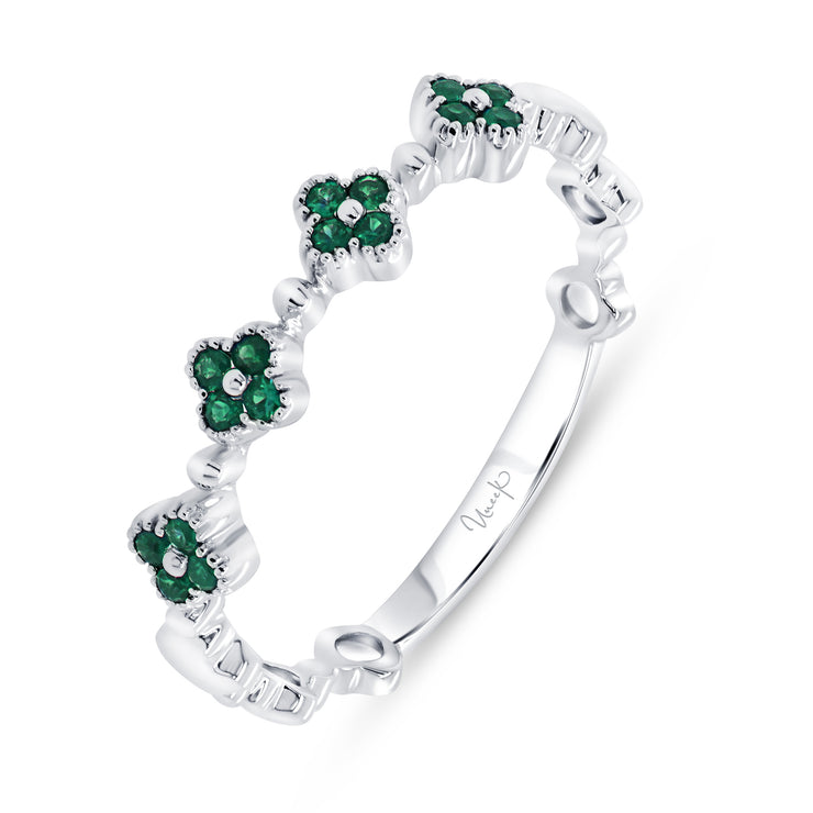 Uneek Precious Collection Floral Emerald Stackable Ring