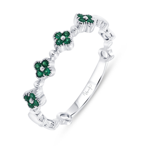 Uneek Precious Collection Floral Emerald Stackable Ring