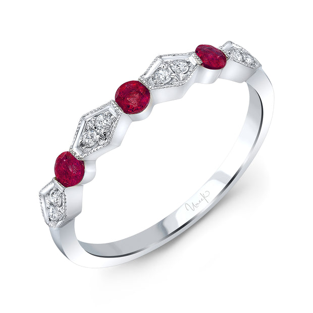 Uneek Precious Collection 1-Row Round Ruby Fashion Ring
