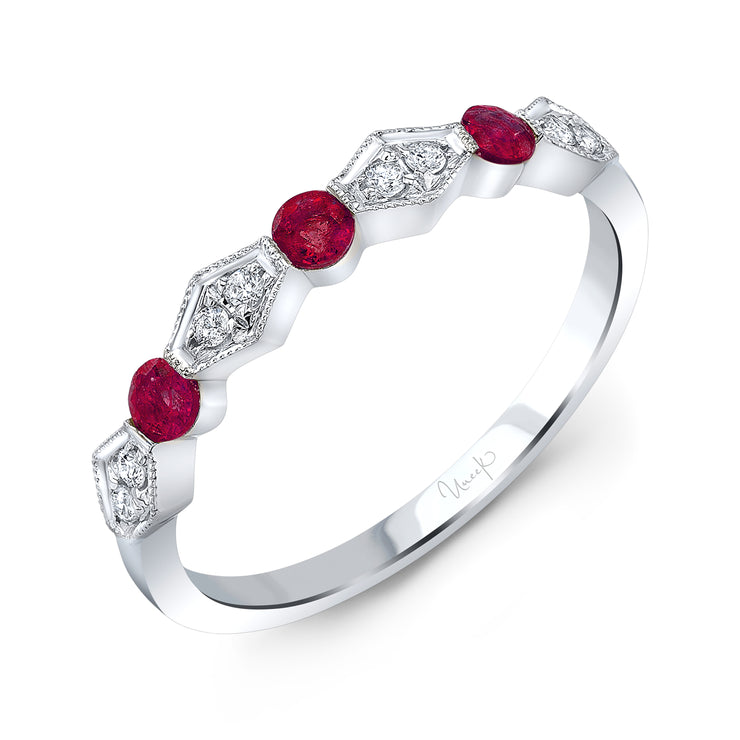 Uneek Precious Collection 1-Row Round Ruby Stackable Ring