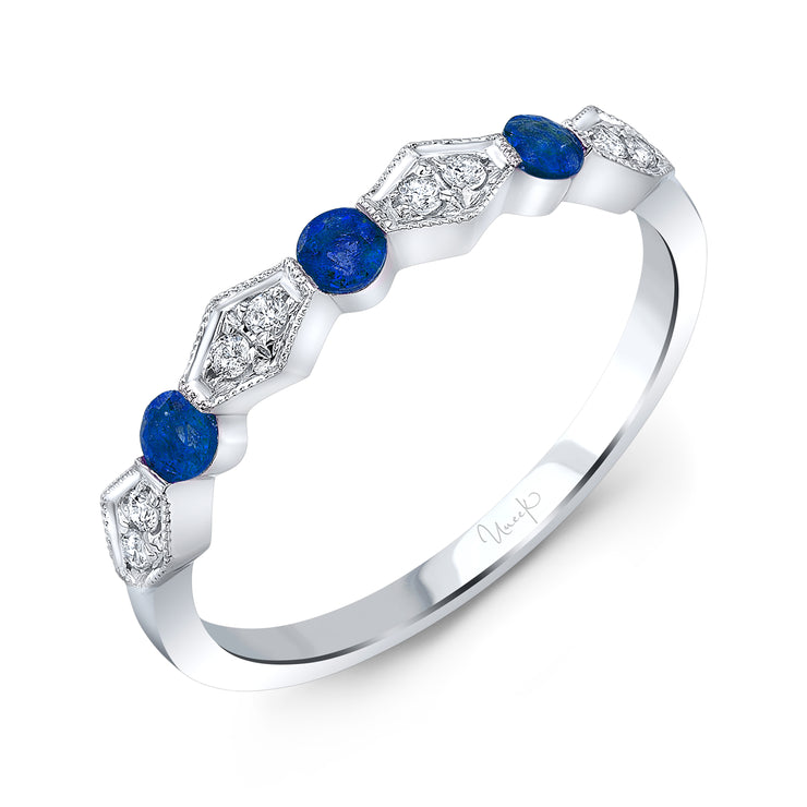 Uneek Precious Collection 1-Row Round Blue Sapphire Stackable Ring