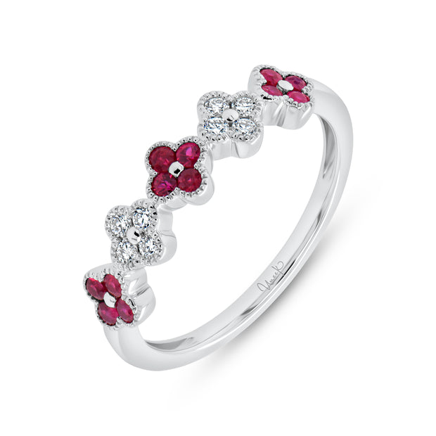 Uneek Precious Collection 1-Row Round Ruby Stackable Ring