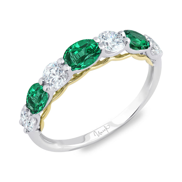 Uneek Precious Collection Seven-Stone Oval Emerald Stackable Ring
