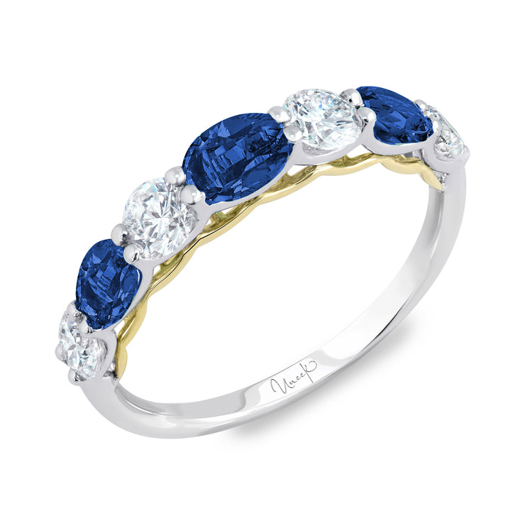 Uneek Precious Collection Seven-Stone Round Blue Sapphire Stackable Ring