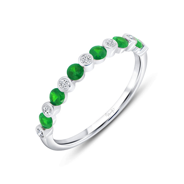 Uneek Precious Collection 1-Row Round Emerald Stackable Ring