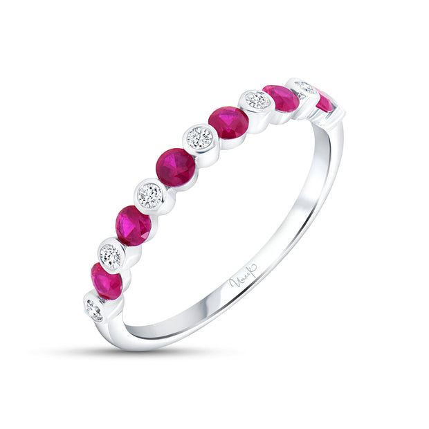Uneek Precious Collection 1-Row Round Ruby Stackable Ring