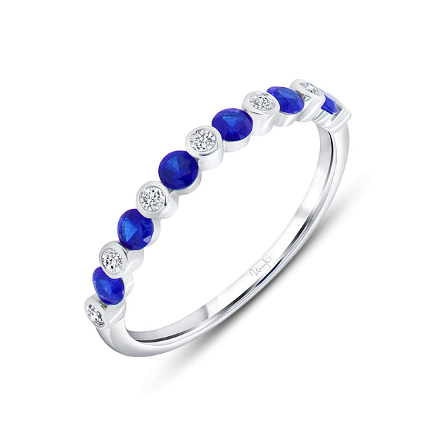 Uneek Precious Collection 1-Row Round Blue Sapphire Stackable Ring