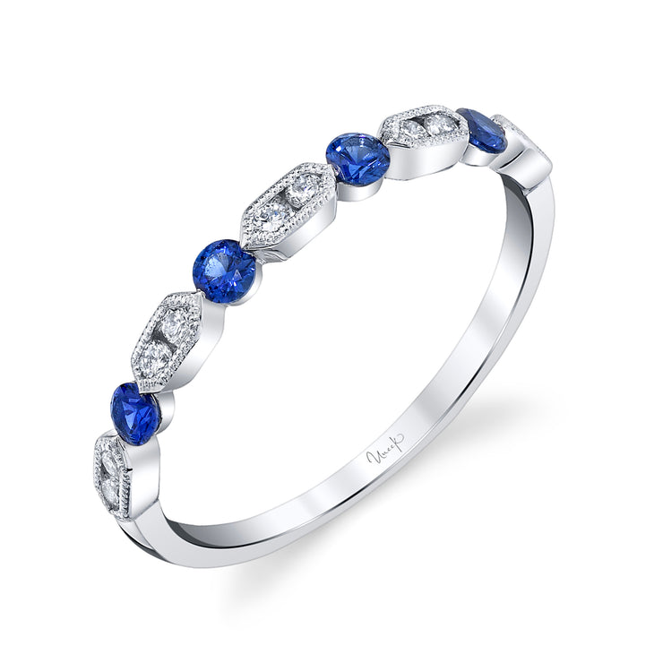 Uneek Precious Collection 1-Row Round Blue Sapphire Stackable Ring