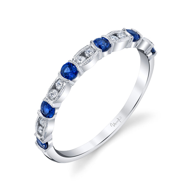 Uneek Precious Collection 1-Row Round Blue Sapphire Stackable Ring