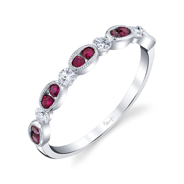 Uneek Precious Collection 1-Row Round Ruby Stackable Ring