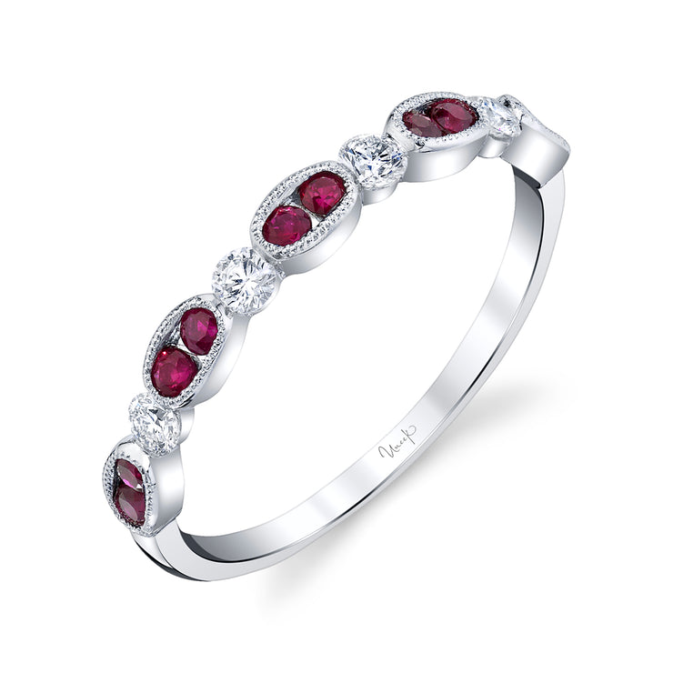 Uneek Precious Collection 1-Row Round Ruby Stackable Ring