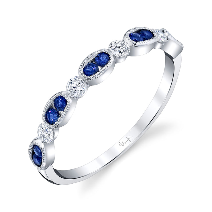Uneek Precious Collection 1-Row Round Blue Sapphire Stackable Ring