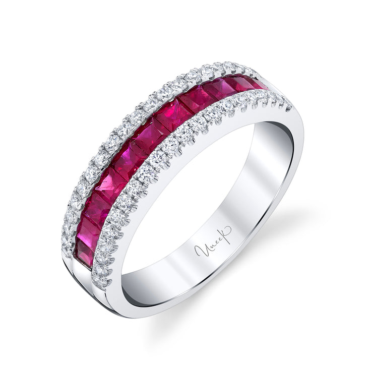 Uneek Precious Collection Round Ruby Stackable Ring