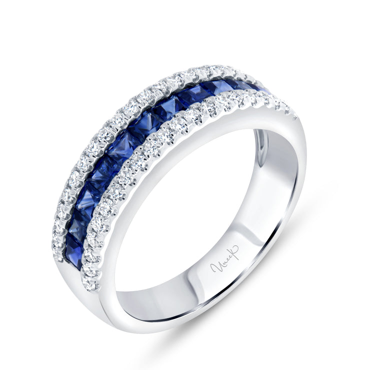Uneek Precious Collection 3-Row Blue Sapphire Stackable Ring