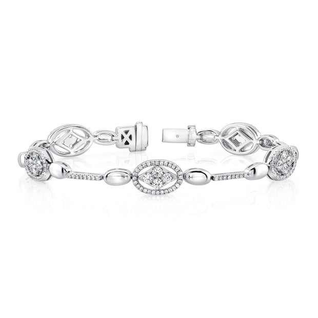 Uneek Bracelet with Navette Diamond Clusters and Oval Halo Details