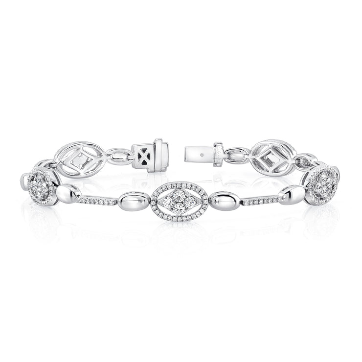 Uneek Bracelet with Navette Diamond Clusters and Oval Halo Details