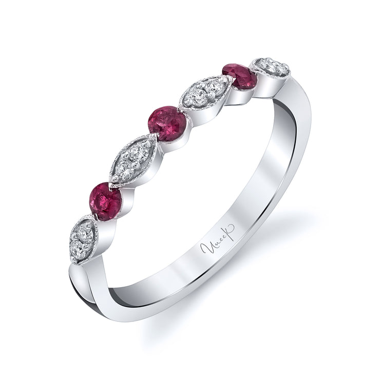 Uneek Precious Collection 1-Row Round Ruby Stackable Ring