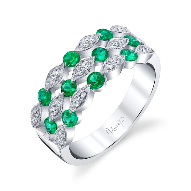 Uneek Precious Collection 3-Row Round Diamond Fashion Ring