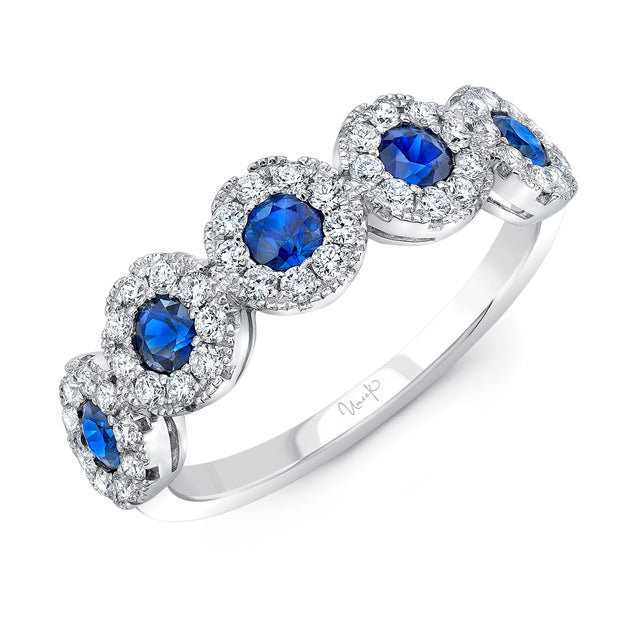 Uneek Precious Collection Round Blue Sapphire Stackable Ring