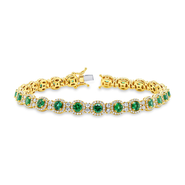 Uneek Precious Collection Halo Round Diamond Link Bracelet