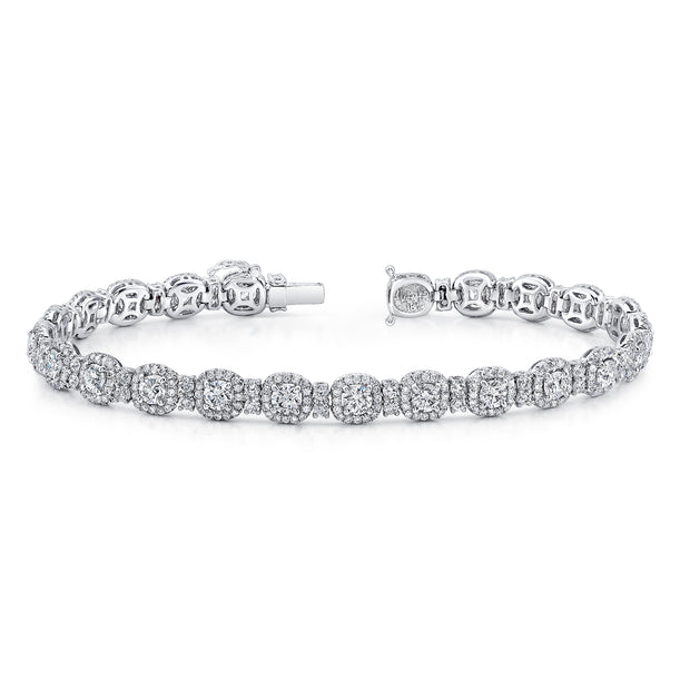 Uneek Bouquet Collection Halo Round Diamond Link Bracelet