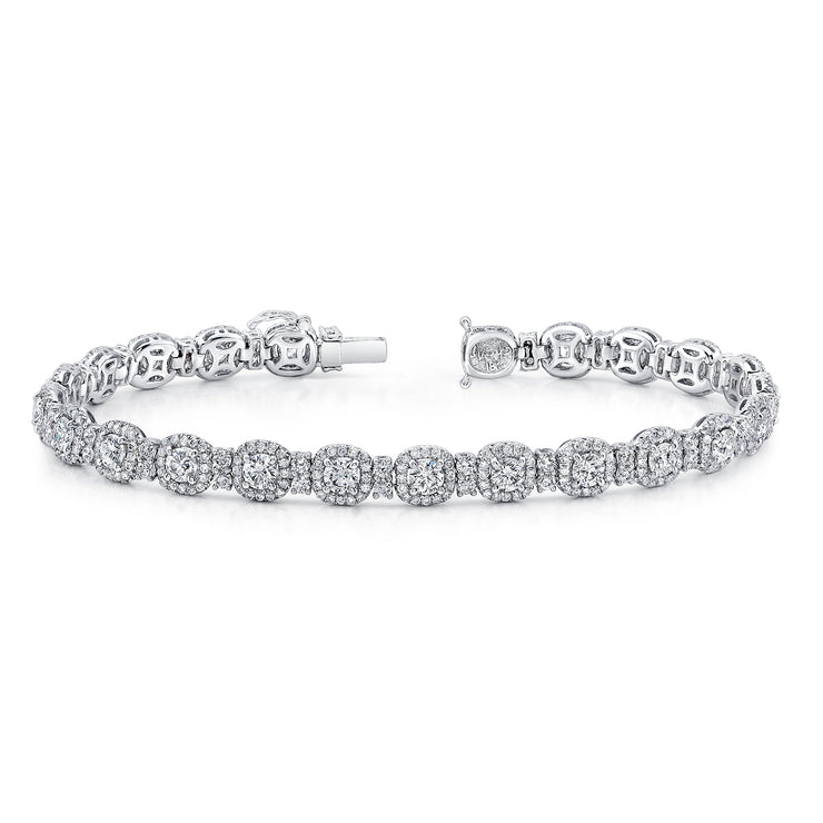 Uneek Halo Round Diamond Link Bracelet