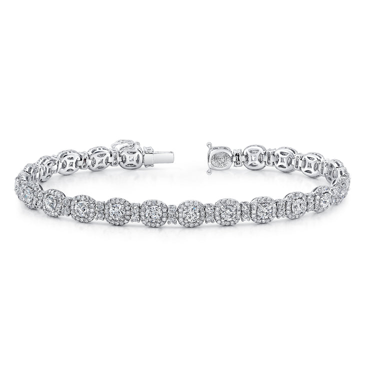 Uneek Bouquet Collection Halo Round Diamond Link Bracelet