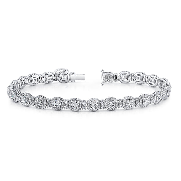 Uneek Halo Round Diamond Link Bracelet