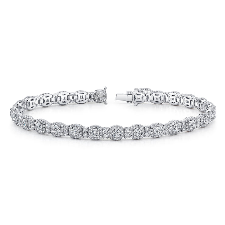 Uneek Halo Round Diamond Link Bracelet