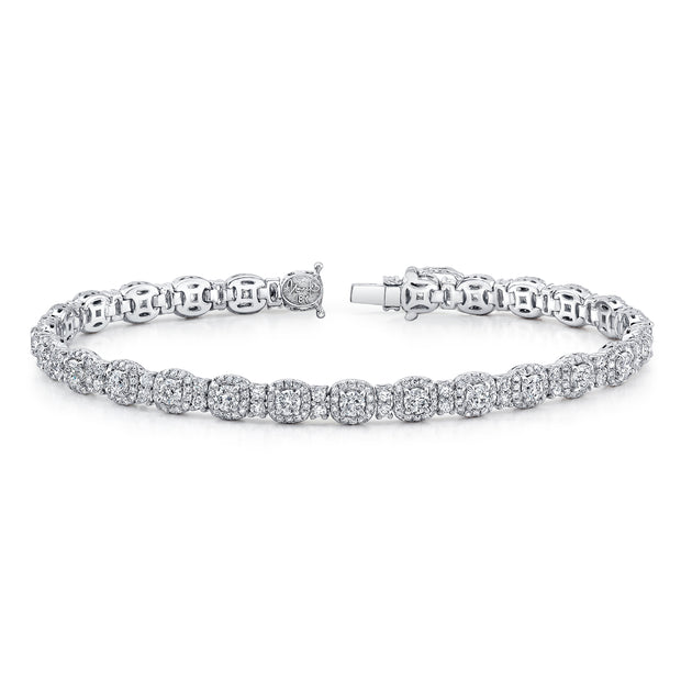Uneek Halo Round Diamond Link Bracelet
