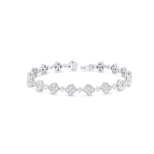 Uneek Petals Collection Clover Round Diamond Link Bracelet