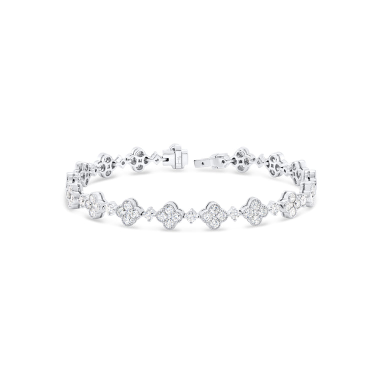 Uneek Petals Collection Clover Round Diamond Link Bracelet