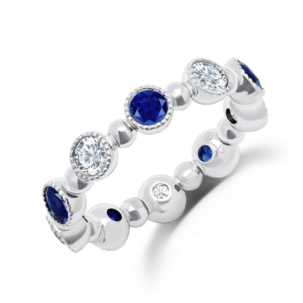 Uneek Precious Collection 1-Row Round Blue Sapphire Eternity Ring