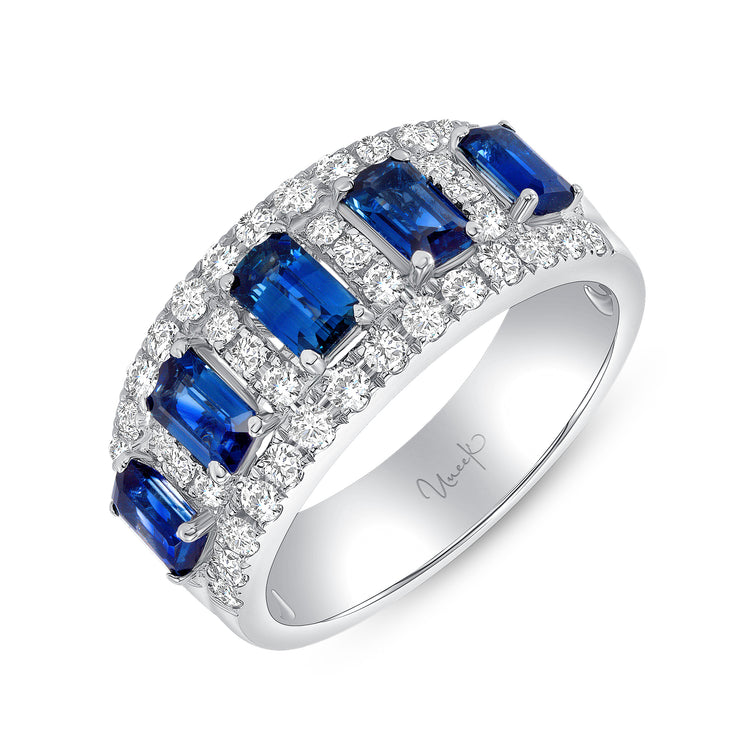Uneek Precious Collection Emerald Blue Sapphire Anniversary Ring