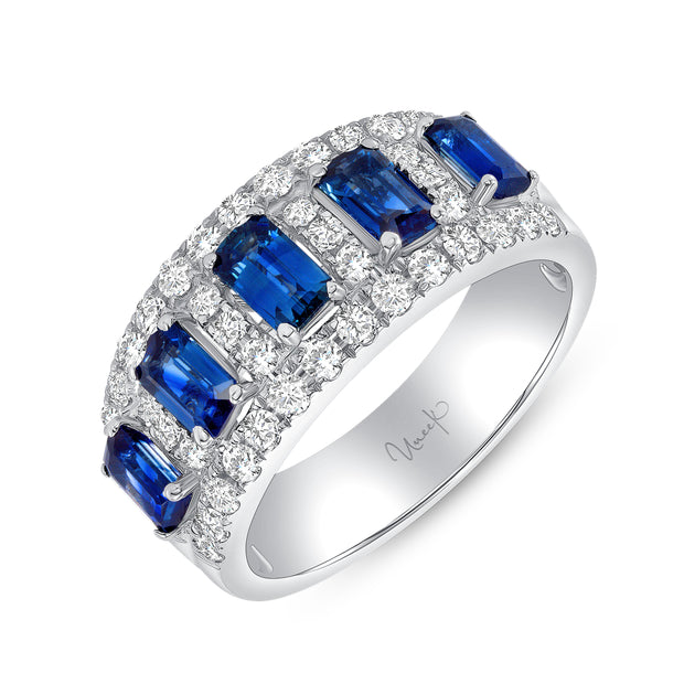 Uneek Precious Collection Emerald Blue Sapphire Anniversary Ring