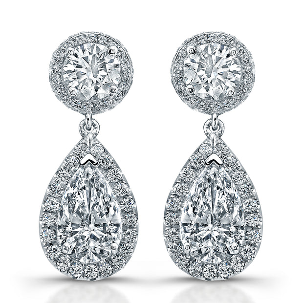 Uneek Pear-Shaped Diamond Drop Earrings