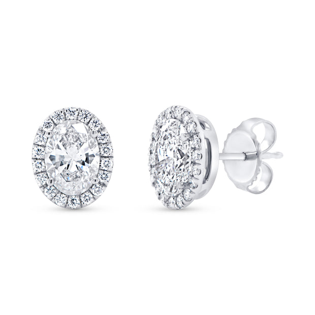 Uneek Signature Collection Halo Oval Shaped Diamond Drop Earrings
