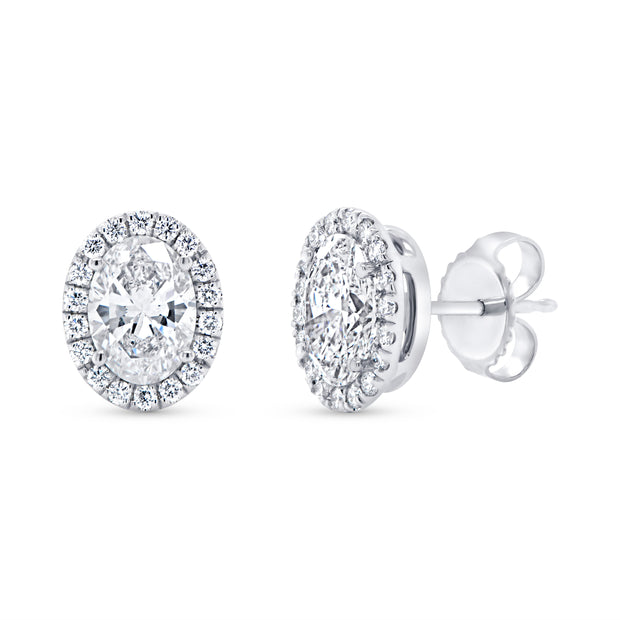 Uneek Signature Collection Halo Oval Diamond Stud Earrings