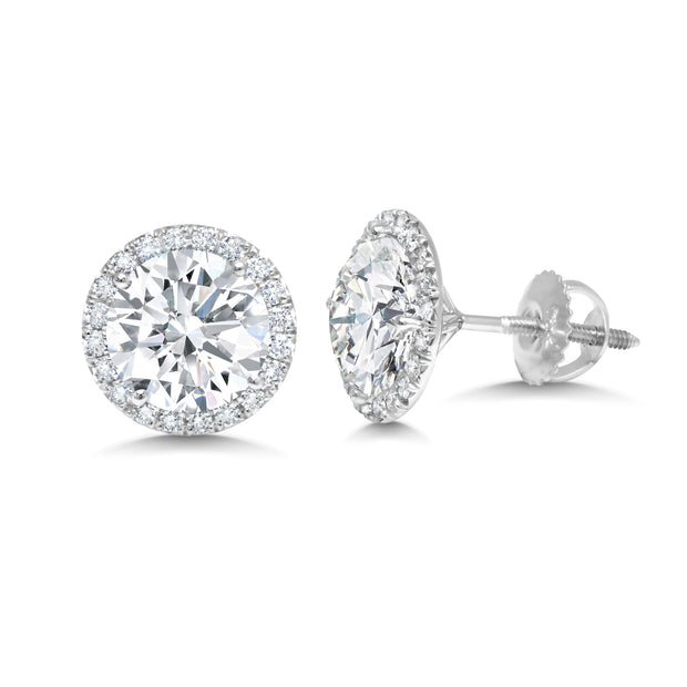 Uneek Signature Collection Halo Round Diamond Stud Earrings