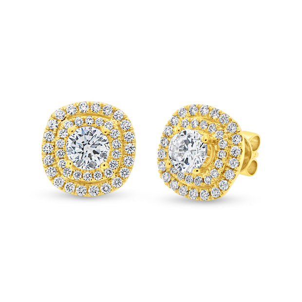 Uneek Silhouette Collection Double-Halo Round Stud Earrings
