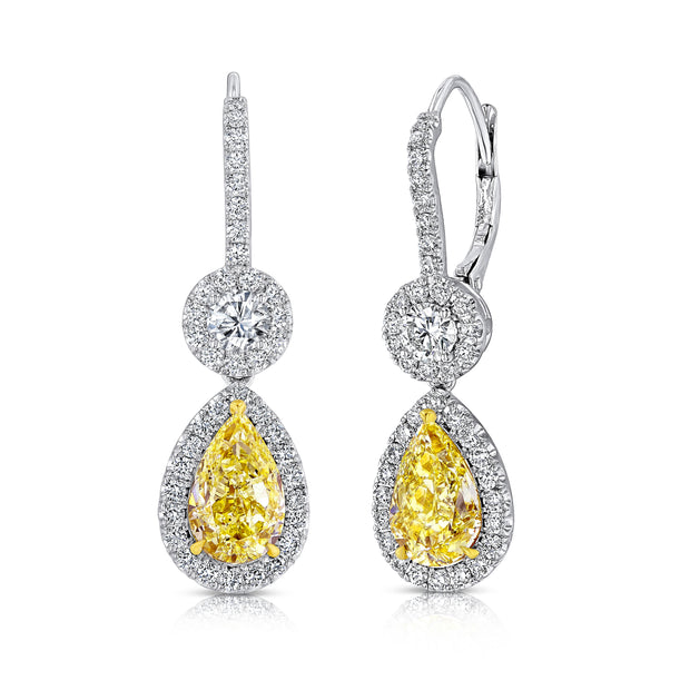 Uneek Natureal Collection Halo Princess Cut Dangle Earrings