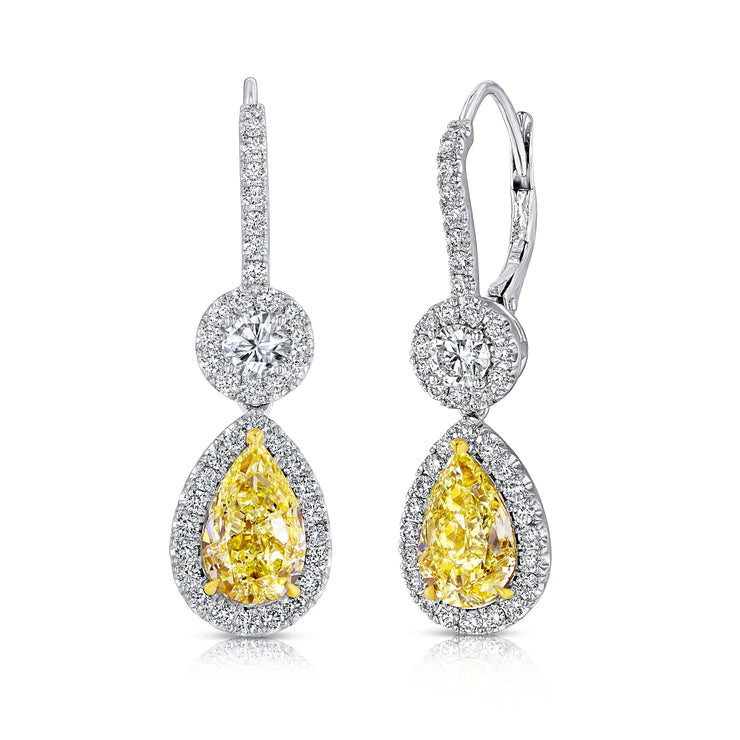 Uneek Natureal Collection Halo Princess Cut Dangle Earrings