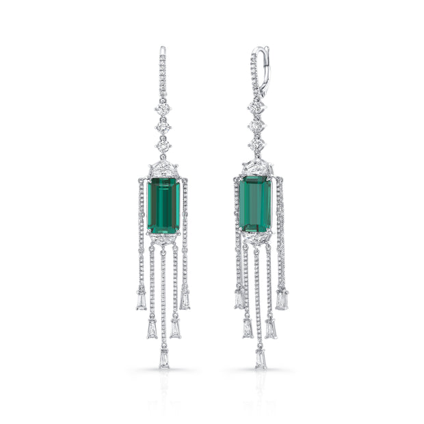 Uneek Precious Collection Emerald Green Tourmaline Chandelier Earrings